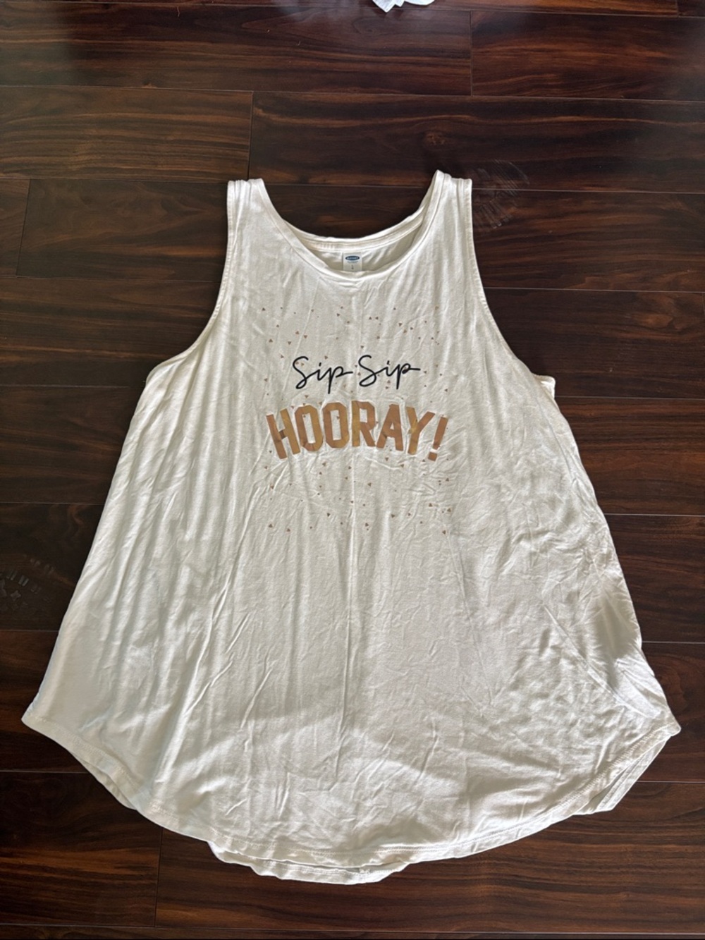 Old Navy Cream Graphic 'Sip Sip Hooray!' Tank Top